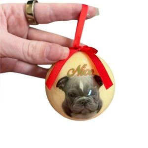 Bulldog Lovers Naughty Nice Christmas Ball Ornament